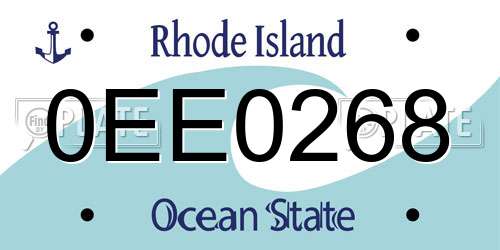 0EE0268 Rhode Island License Plate