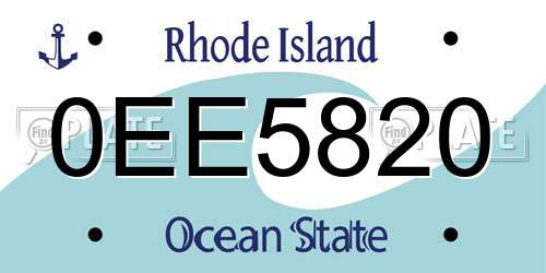 0EE5820 Rhode Island License Plate