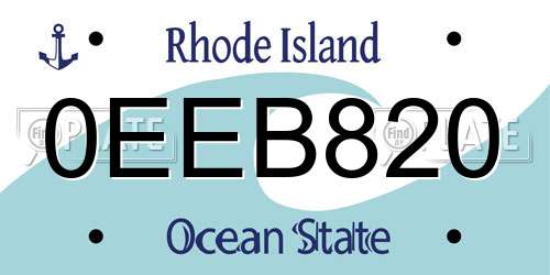 0EEB820 Rhode Island License Plate