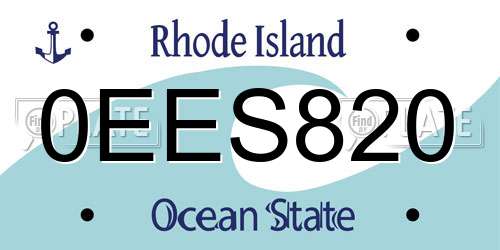 0EES820 Rhode Island License Plate
