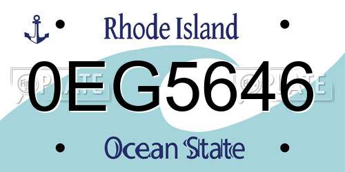 0EG5646 Rhode Island License Plate