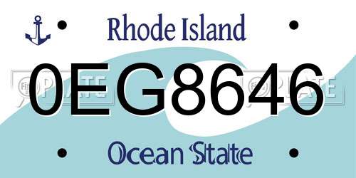 0EG8646 Rhode Island License Plate