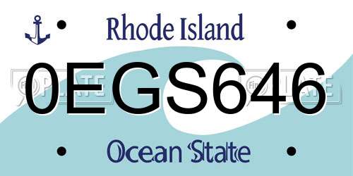 0EGS646 Rhode Island License Plate
