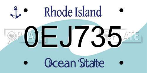 0EJ735 Rhode Island License Plate