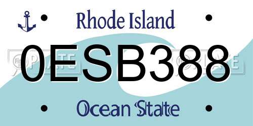 0ESB388 Rhode Island License Plate
