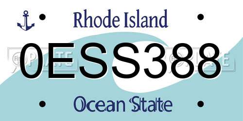 0ESS388 Rhode Island License Plate