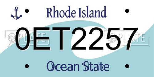 0ET2257 Rhode Island License Plate