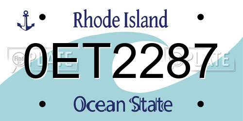 0ET2287 Rhode Island License Plate