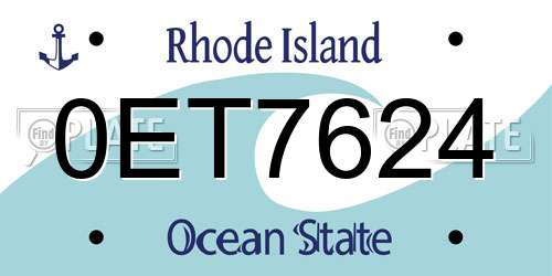 0ET7624 Rhode Island License Plate