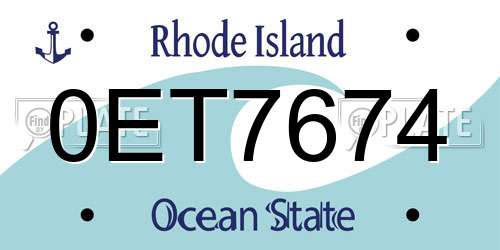 0ET7674 Rhode Island License Plate