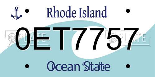 0ET7757 Rhode Island License Plate