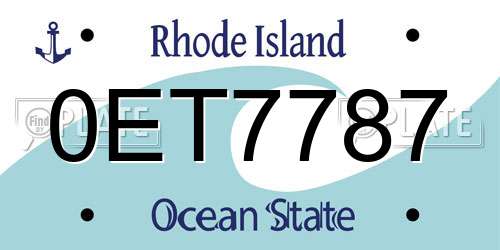 0ET7787 Rhode Island License Plate