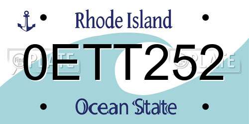 0ETT252 Rhode Island License Plate