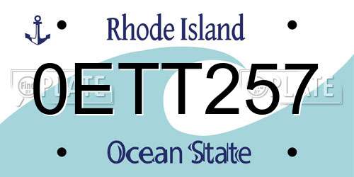 0ETT257 Rhode Island License Plate