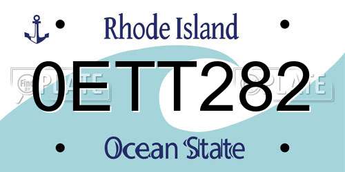 0ETT282 Rhode Island License Plate