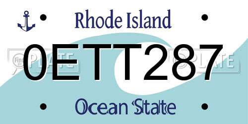 0ETT287 Rhode Island License Plate