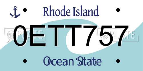0ETT757 Rhode Island License Plate