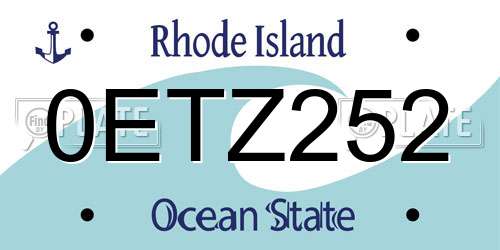 0ETZ252 Rhode Island License Plate