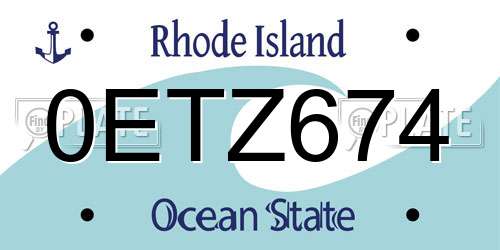 0ETZ674 Rhode Island License Plate