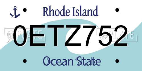 0ETZ752 Rhode Island License Plate