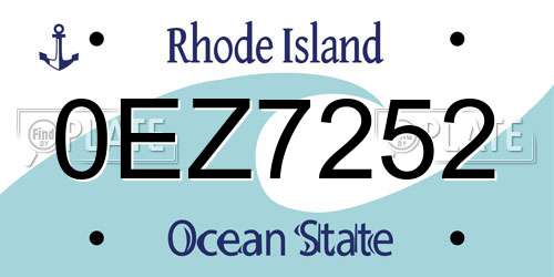 0EZ7252 Rhode Island License Plate