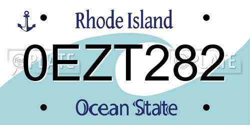 0EZT282 Rhode Island License Plate