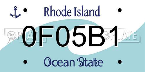 0F05B1 Rhode Island License Plate