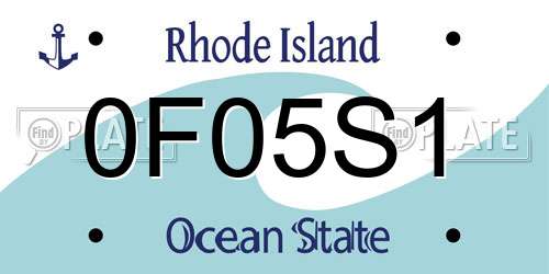 0F05S1 Rhode Island License Plate