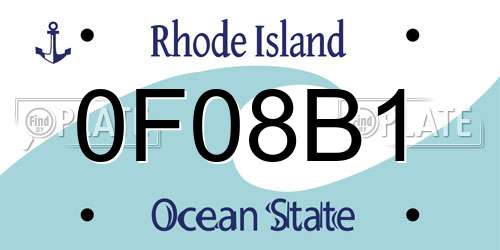 0F08B1 Rhode Island License Plate