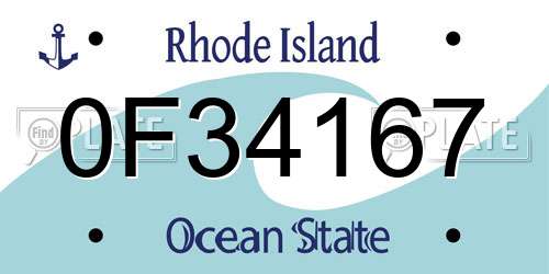 0F34167 Rhode Island License Plate