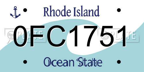 0FC1751 Rhode Island License Plate