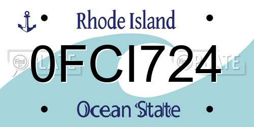 0FCI724 Rhode Island License Plate