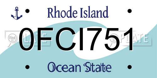 0FCI751 Rhode Island License Plate