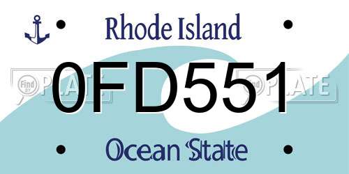 0FD551 Rhode Island License Plate