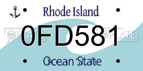 0FD581 Rhode Island License Plate