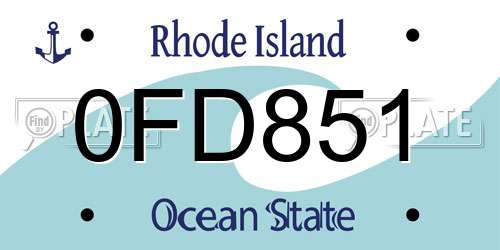 0FD851 Rhode Island License Plate