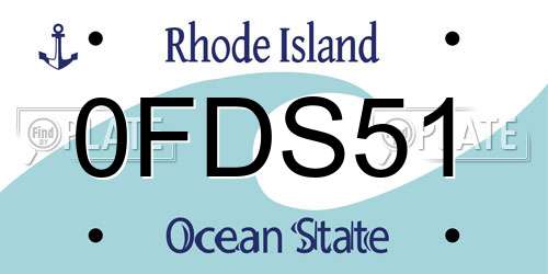 0FDS51 Rhode Island License Plate