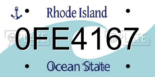 0FE4167 Rhode Island License Plate