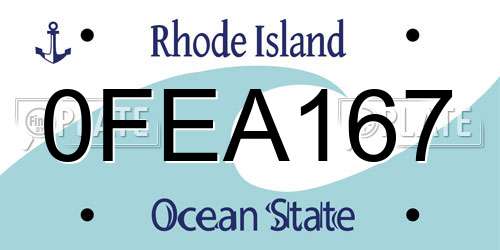 0FEA167 Rhode Island License Plate