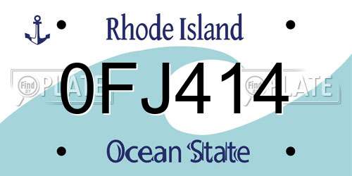 0FJ414 Rhode Island License Plate