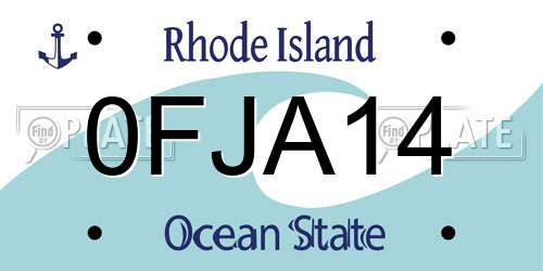 0FJA14 Rhode Island License Plate