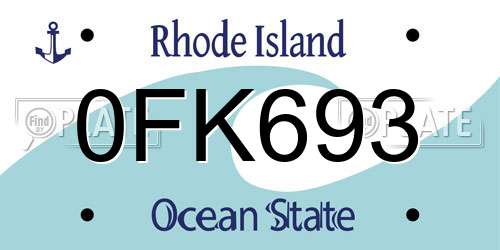0FK693 Rhode Island License Plate