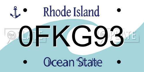 0FKG93 Rhode Island License Plate