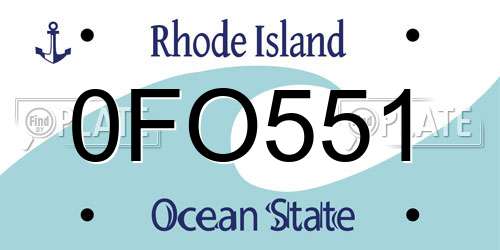 0FO551 Rhode Island License Plate