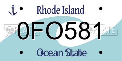 0FO581 Rhode Island License Plate