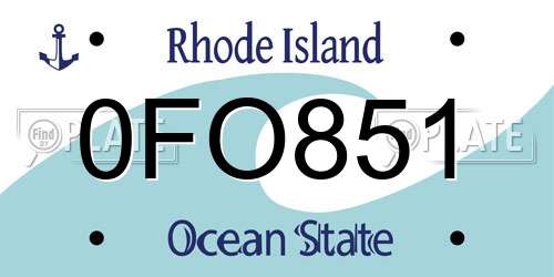 0FO851 Rhode Island License Plate