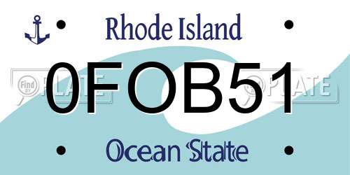 0FOB51 Rhode Island License Plate