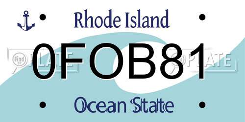 0FOB81 Rhode Island License Plate