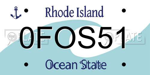 0FOS51 Rhode Island License Plate