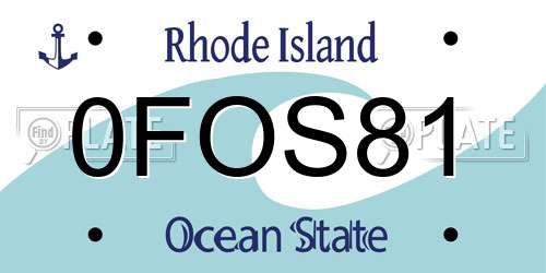 0FOS81 Rhode Island License Plate